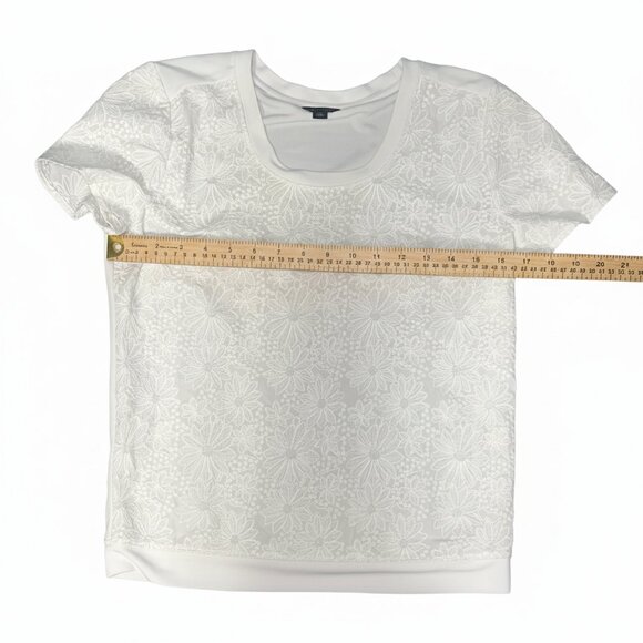 Ann Taylor White Floral Lace Short Sleeve Top - Picture 3 of 8